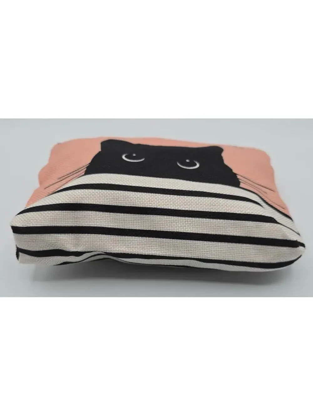 Cute Pink White and Black Cat Print Canvas Zipper Pouch/Makeup Bag
